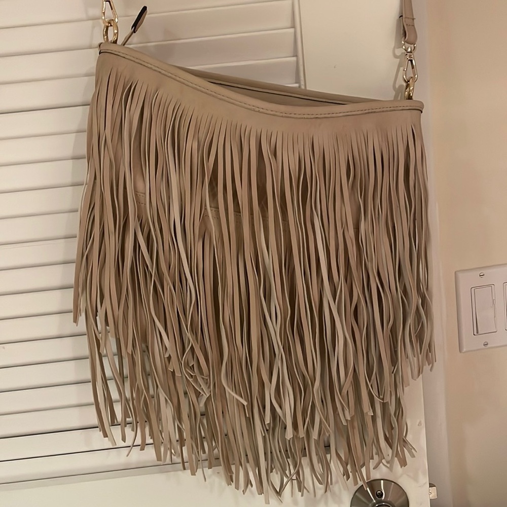 Crossbody Fringe Cream Bag